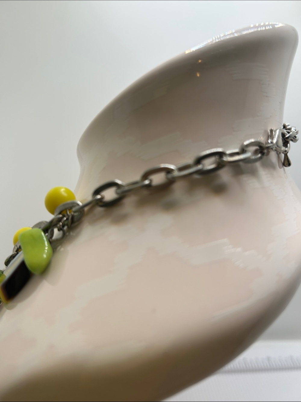 Vintage Yellow and Turquoise Lucite Bead Statement Necklace - Picture 6 of 9